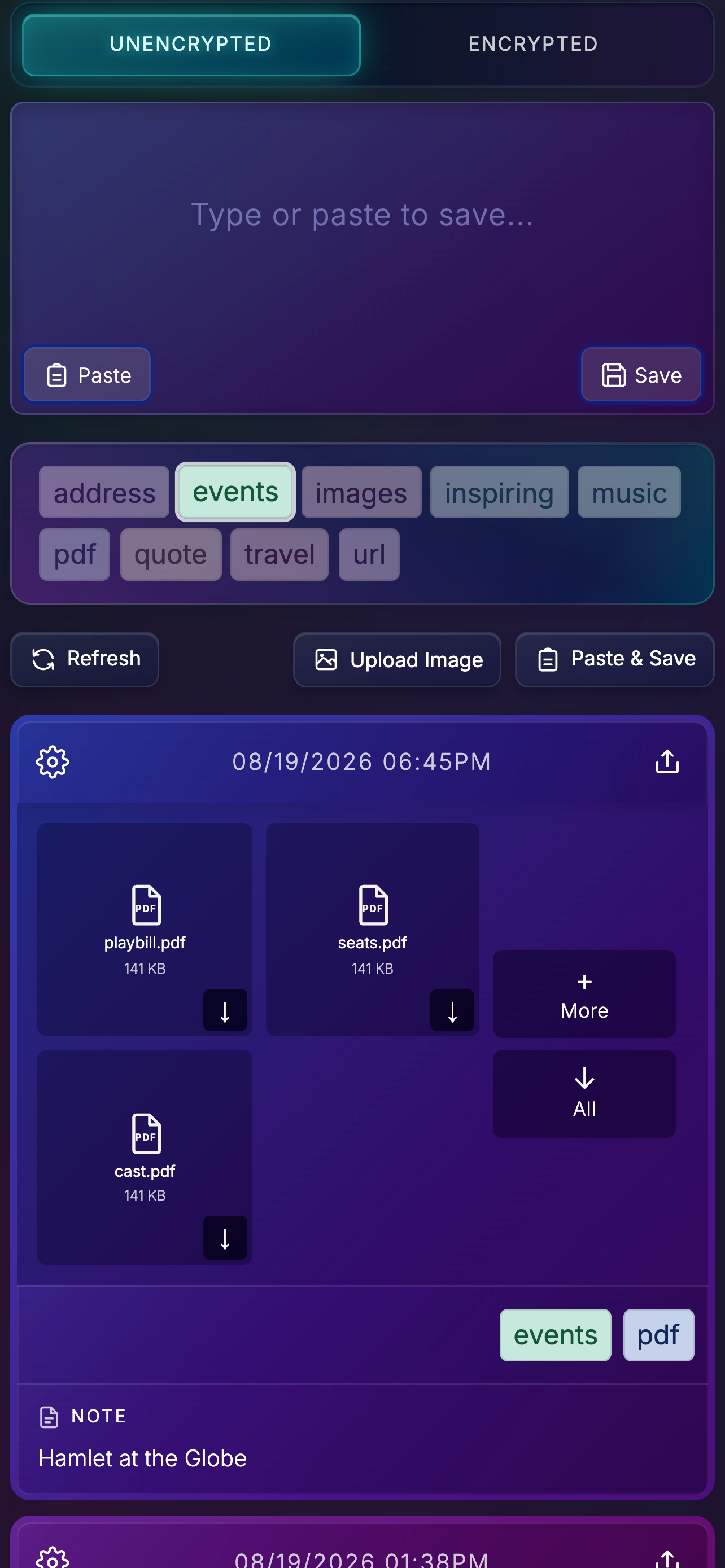 Sharing to PasteLog from iOS Share Sheet