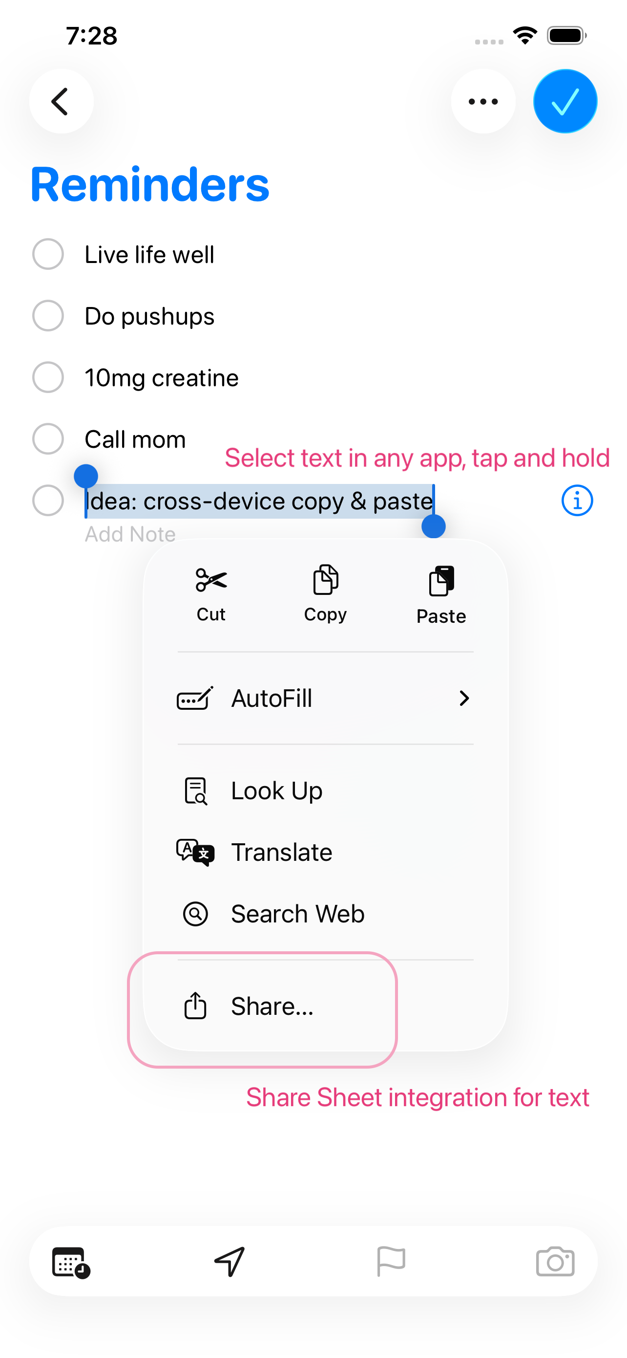 Sharing to PasteLog from iOS Share Sheet